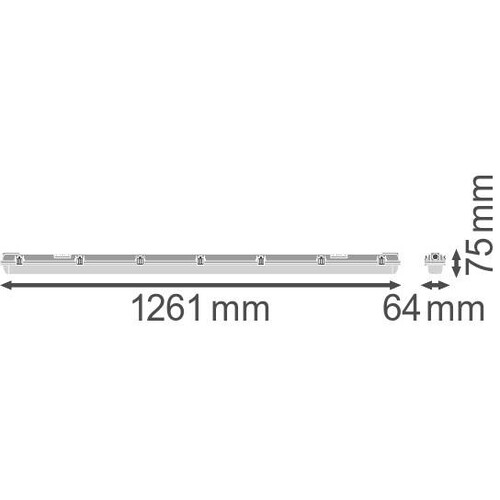 4058075312432 Ledvance DAMP PROOF 1200 1XLAMP HOUSING IP65LEDV Leergehäuse Produktbild Additional View 1 L