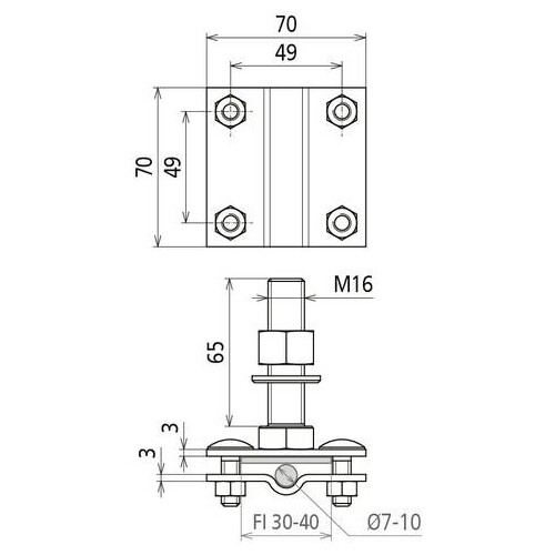 478150 Dehn AK 7.10 FL40 GBM16X65 V4A Anschlussklemme f. Erdungsfestpunkt M16 Produktbild Additional View 1 L