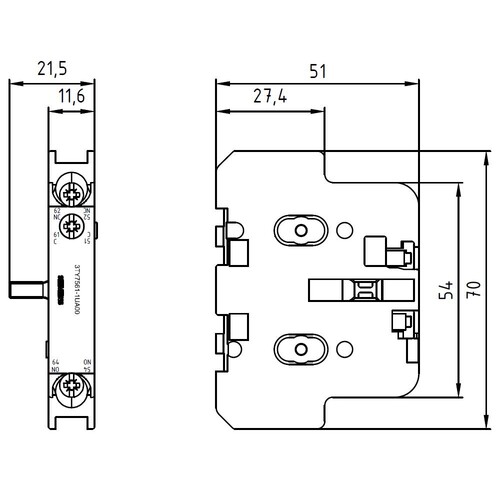 3TY7561-1UA00 Siemens Hilfsschalterblock elektronikgerecht für 3TF44 69, 3TK4/5, Produktbild Additional View 2 L