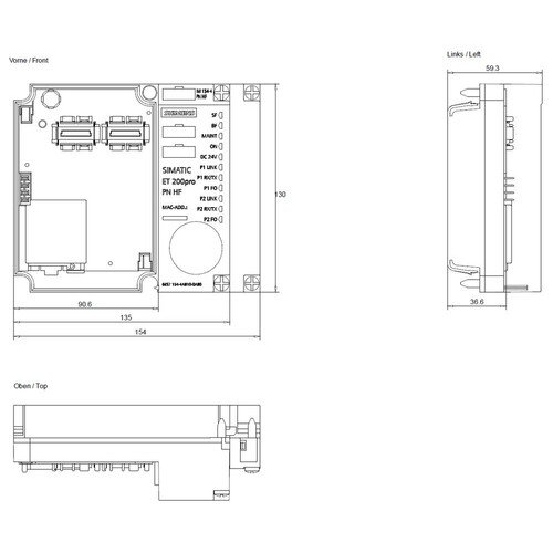 6ES7154-4AB10-0AB0 Siemens SIMATIC DP, PROFINET Interface Modul IM 154 4 PN, H Produktbild Additional View 2 L