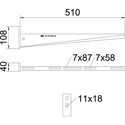 6420924 Obo AW 15 51 FT 2L Wand  und Stielausleger mit 2 Befestigungslöchern Produktbild Additional View 1 L