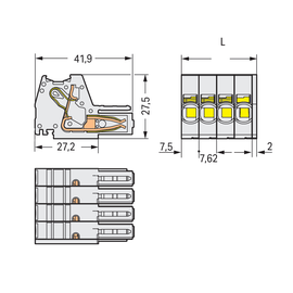 831-3108 Wago 1-Leiter-Federleiste,Push- in CAGE CLAMP®,10 mm²,lichtgrau Produktbild front M
