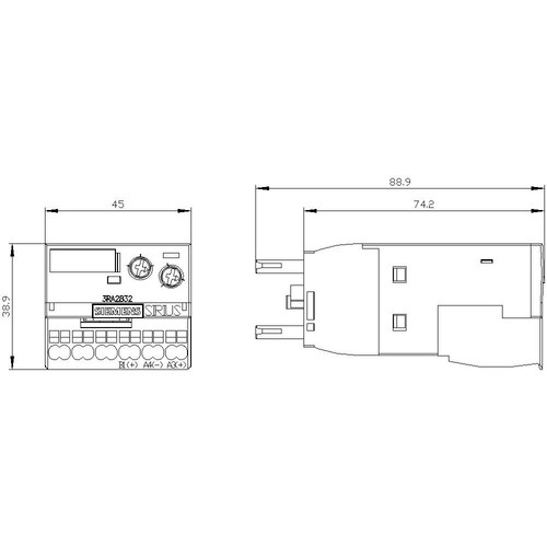 3RA2832-2DG10 Siemens Zeitrelais, AC/DC 24-90V Zeitbereich 0,05-100s Produktbild Additional View 3 L