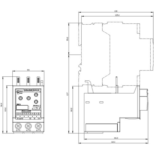 3RR2143-3AA30 Siemens Überwachungsrelais 50-60Hz, 2-phasig Versorgung 24V AC/DC  Produktbild Additional View 3 L