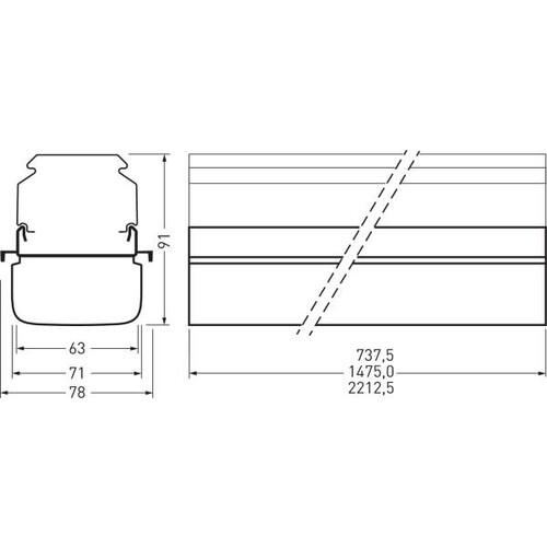 9002027748 Trilux 7651Fi HE PVN 80 840 ET L225 01 vp6 Produktbild Additional View 2 L