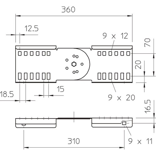 6216650 Obo LGVG 110 FS Gelenkverbinder für Kabelleiter Stahl bandverzinkt Produktbild Additional View 1 L