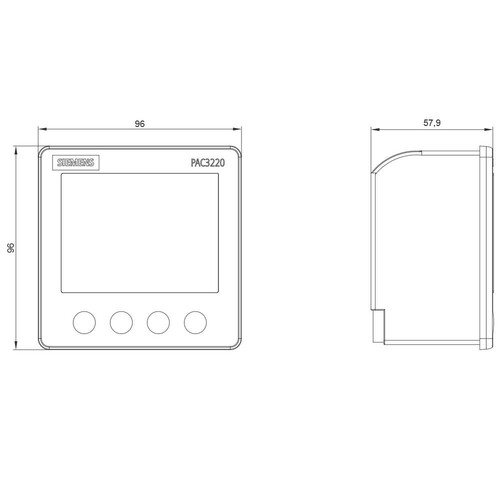 7KM3220-0BA01-1DA0 Siemens SENTRON PAC32 PAC3220 LCD 96X96 mm Power Monitoring Produktbild Additional View 2 L