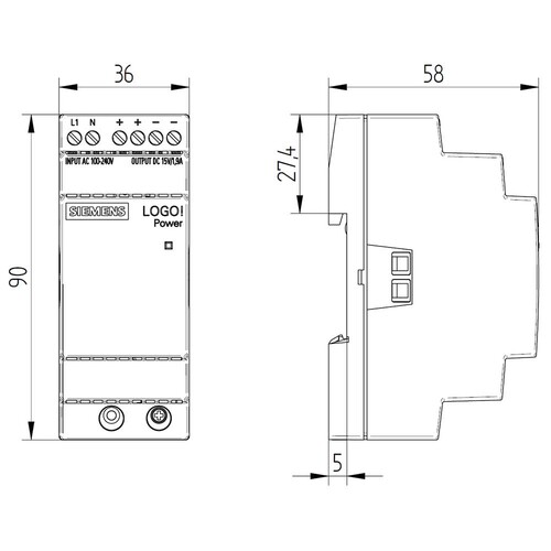 6EP3321-6SB10-0AY0 Siemens Stromversorgung LOGO!Power, 1 phasig DC Produktbild Additional View 2 L