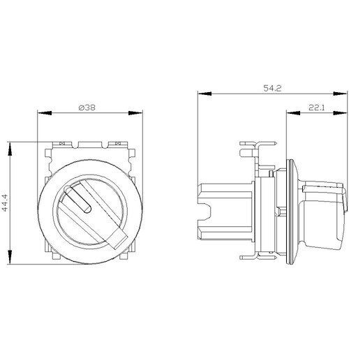 3SU1062-2DF60-0AA0 Siemens Knebelschalter, beleuchtbar, 30mm, rund Produktbild Additional View 1 L