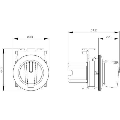 3SU1062-2DL60-0AA0 Siemens Knebelschalter, beleuchtbar, 30mm, rund Produktbild Additional View 1 L