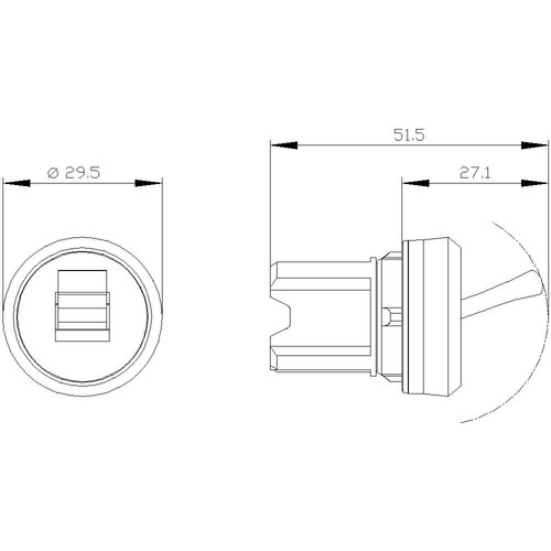 3SU1050-3EA10-0AA0 Siemens Kippschalter, 22mm, rund, Metall, hochglanz, schwarz, Produktbild Additional View 1 L