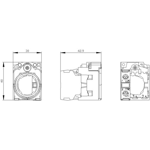 3SU1550-1AA10-1CA0 Siemens Halter für 3 Module, Metall, 1Ö Produktbild Additional View 2 L