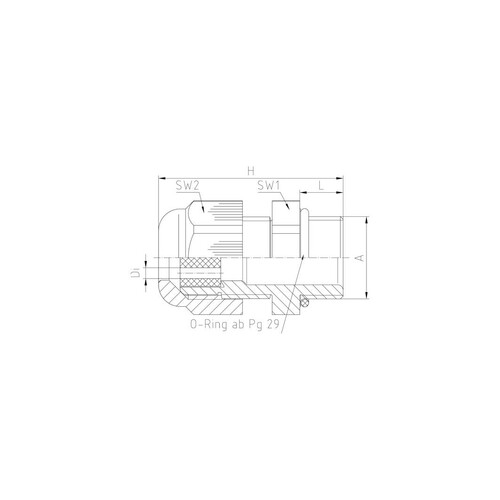 50.016PASW2X6 Jacob PA Perfect KV m. Dichteinsatz PG 16/2x6 mm RAL9005 Produktbild Additional View 1 L