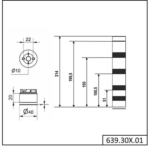 WE639 300 01 Werma KS40 Classic BWM 24VAC/DC GN/YE/RD Produktbild Additional View 1 L