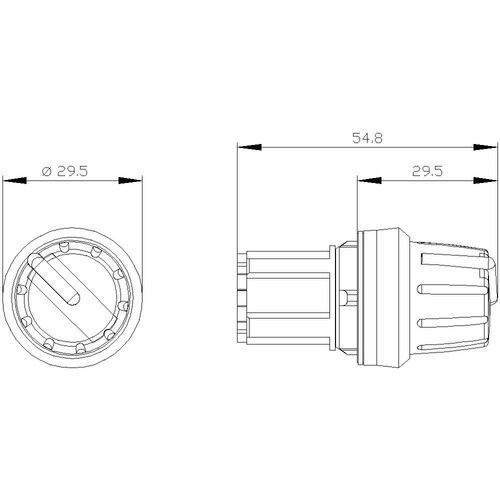 3SU1000-2AS60-0AA0 Siemens Knebelschalter, 22mm, rund, Kunststoff, Produktbild Additional View 1 L