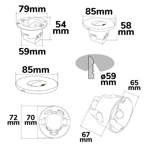 114555 Isoled LED Wandeinbauleuchte Sys Wall68, 3W, IP44, ColorSwitch 3000K|400 Produktbild Additional View 1 L