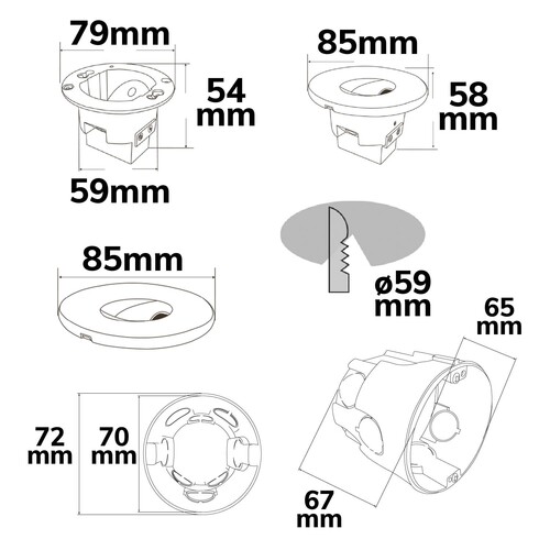 114555 Isoled LED Wandeinbauleuchte Sys Wall68, 3W, IP44, ColorSwitch 3000K|400 Produktbild Additional View 2 L