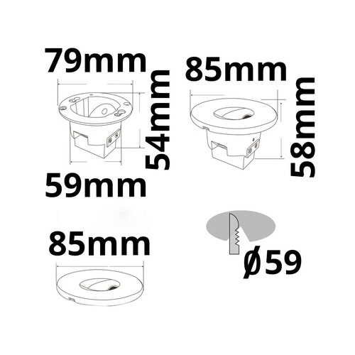 114568 Isoled Cover Aluminium eckig 3 silbergrau für Wandeinbauleuchte Sys-Wa Produktbild Additional View 1 L