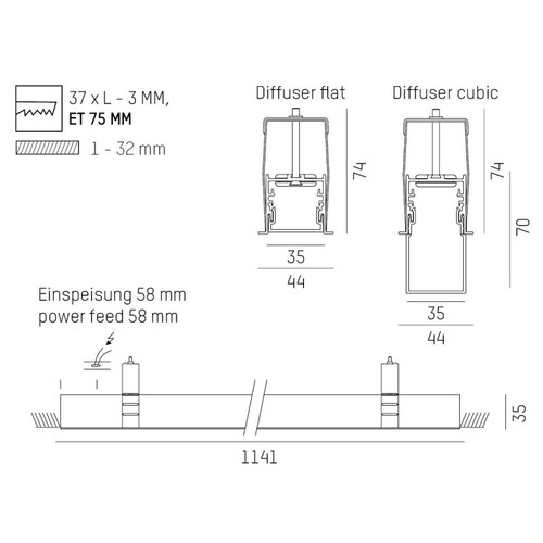 577-01103102906d Molto Luce RIDE EB L DC SYS 21W 3000K OPAL FLACH Produktbild Additional View 1 L