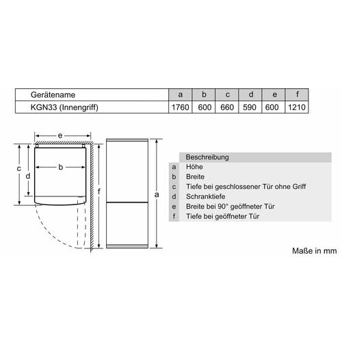 KGN33NLEB Bosch Stand-Kühl- Gefrierkombination Produktbild Additional View 5 L