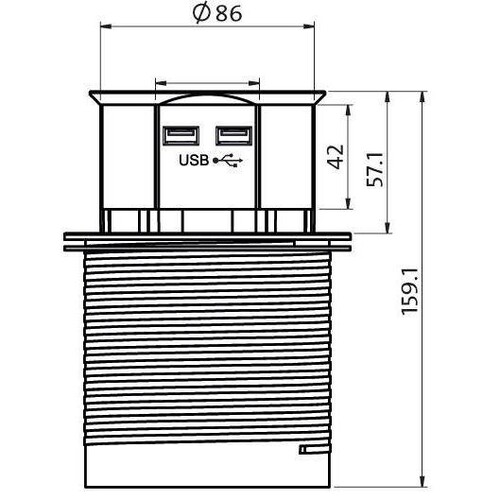 229005011 Kopp 3 fach Steckdosenturm zum Möbeleinbau, erhöhter Berührungsschutz, Produktbild Additional View 1 L