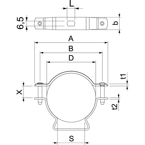 1362788 Obo ASL 733 63 G Abstandschelle mit Langloch 53 63mm Stahl galvanisch v Produktbild Additional View 1 L