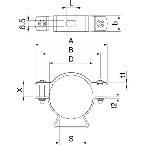 1362830 Obo ASL 733 44 ALU Abstandschelle mit Langloch 36 44mm Alu Produktbild Additional View 1 L