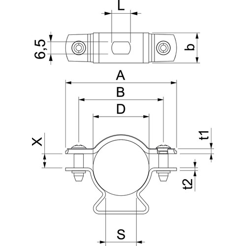1362926 Obo ASL 733 36 A4 Abstandschelle mit Langloch 30 36mm Edelstahl, rostfrei Produktbild Additional View 1 L