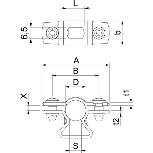 1362978 Obo ASL 733 12 A2 Abstandschelle mit Langloch 10 12mm Edelstahl, rostfrei Produktbild Additional View 1 L