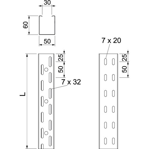 6047602 Obo RKS 605 FT Kabelrinne RKSgelocht60x50x3000Stahltauchfeuerverz Produktbild Additional View 1 L