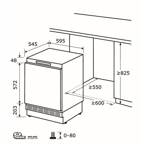 814060300 Exquisit UKS130 4 FE 010E Unterbau-Kühlschrank 82,0x59,0x54,3 Produktbild Additional View 2 L