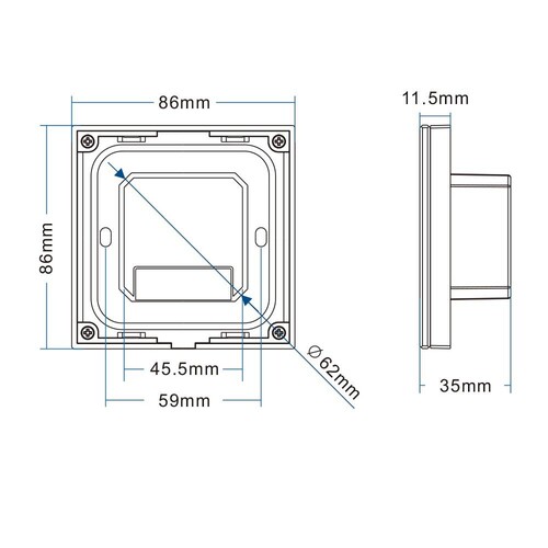 114595 Isoled Sys Pro RGB+W 4 Zonen Einbau-Touch-Fernbedienung Produktbild Additional View 1 L