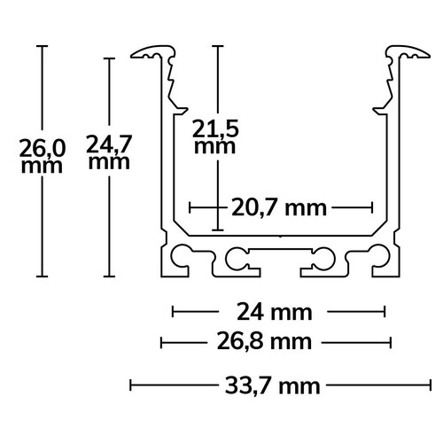 114784 Isoled LED Einbauprofil DIVE24 RAL9005 schwarz 2m Produktbild Additional View 1 L