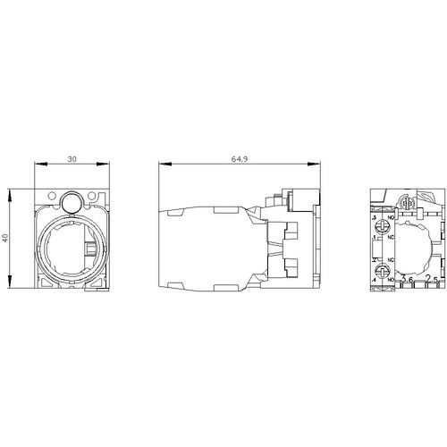 3SU1500-1AA10-1FA0 Siemens Halter für 3 Module, 1S+1Ö Produktbild Additional View 2 L