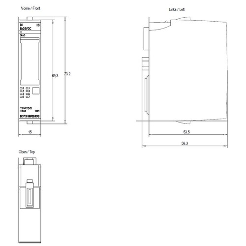 6ES7131-6BF00-0DA0 Siemens SIMATIC ET 200SP, digitales Eingangsmodul, DI 8x 2 Produktbild Additional View 2 L