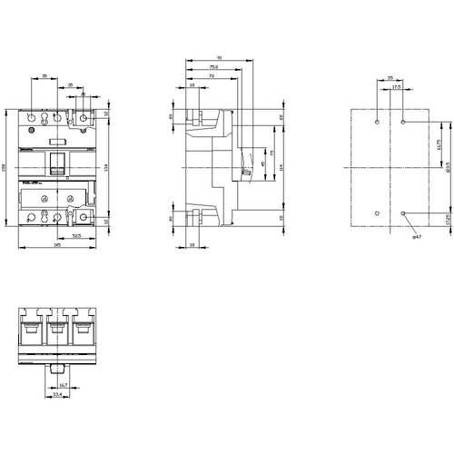 3VA12204EF320AA0 Siemens Leistungsschalter 3VA1 IEC Frame 250 Sc Produktbild Additional View 2 L