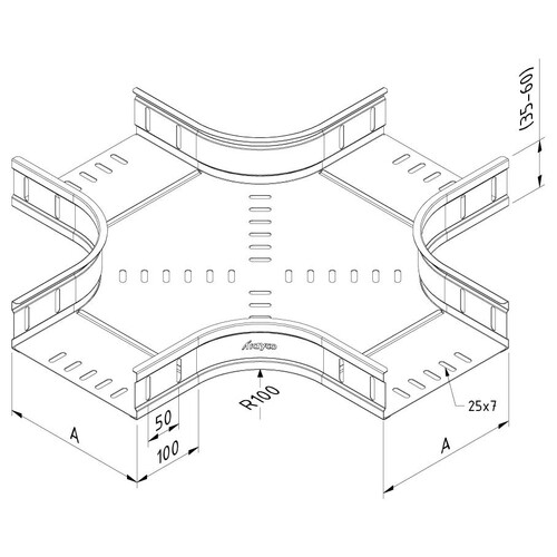 12030 Trayco CT110 X 400 PG H=110mm, W=400mm, pre galvanised Kabelrinne X St Produktbild Front View L