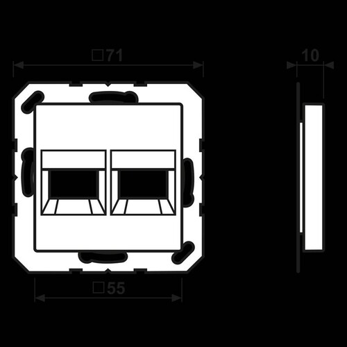 A1569-2ATWW Jung Abdeckung (gerastet) für Modular Jack Steckbuchsen 2fach, Av Produktbild Additional View 1 L