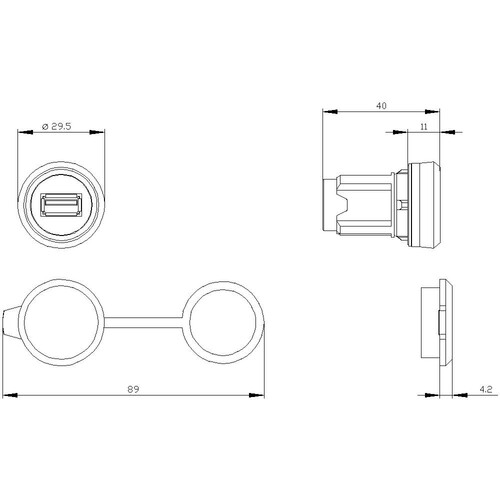 3SU19500GA800AA0 Siemens USB Anschluss, 22 mm, Metall hochglanz, silber Produktbild Additional View 1 L