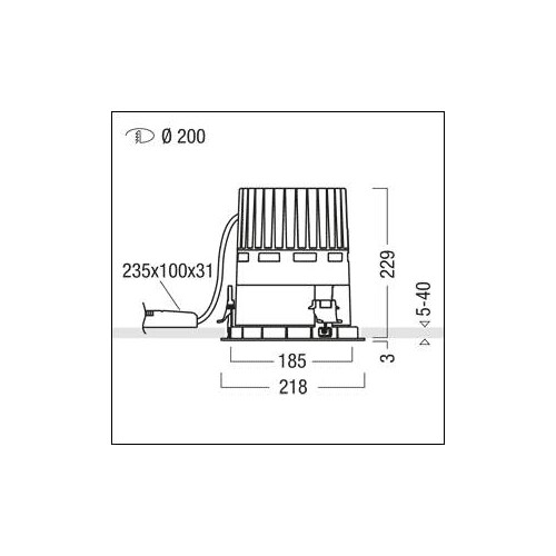 60816727 Zumtobel PANOS INF R200 85W LED930 LDO FL FAL WH LED Decken-Einbaul Produktbild Additional View 1 L