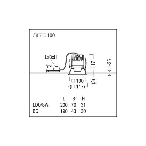 60817898 Zumtobel P INF Q100H LED1000 930 LDO AL WH LED Decken-Einbauleuchte Produktbild Additional View 1 L