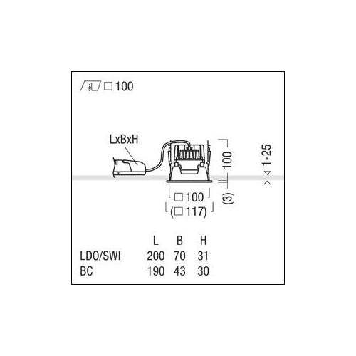 60817943 Zumtobel P INF Q100L LED1600 930 LDO AL WH LED Decken-Einbauleuchte Produktbild Additional View 1 L