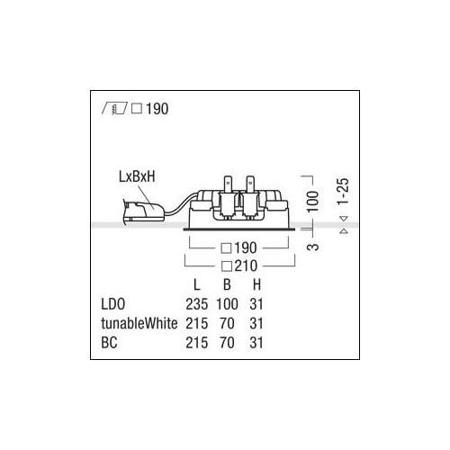 60818267 Zumtobel P INF Q190L LED2500 930 LDO AL WH LED Decken-Einbauleuchte Produktbild Additional View 1 L