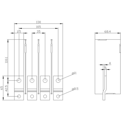 3VA92640QB00 Siemens Anschlussverlängerung frontseitig 4 Stü Produktbild Additional View 1 L