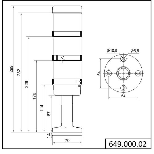 WE649 000 02 Werma KS72 Classic BM 24VAC/DC GN/YE/RD Produktbild Additional View 1 L