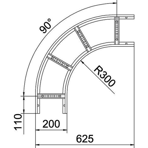 6225142 Obo LB 90 1120 R3 FT Bogen 90° für Kabelleiter 110x200 Stahl tauchfeue Produktbild Additional View 1 L