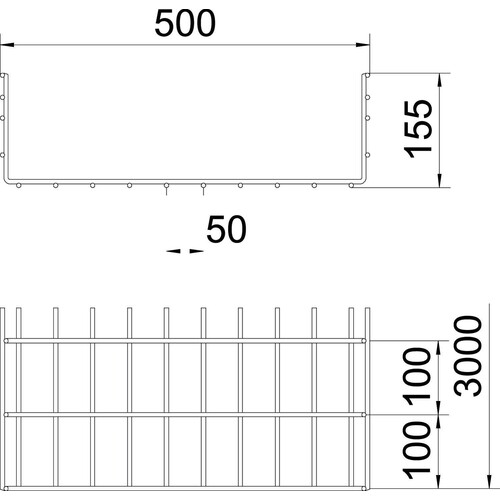 6003696 Obo SGR 155 500 FT Schwere Gitterrinne SGR 155x500x3000 Stahl tauc Produktbild Additional View 1 L