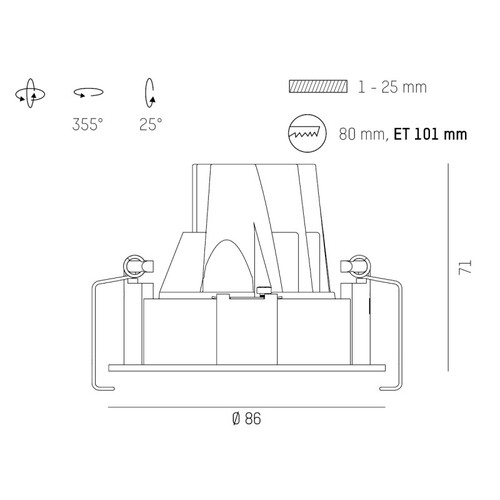 684-00403054306v1 Tecnico DARK NIGHT TURN XS R EINBAUSTRAHLER schwarz matt s Produktbild Additional View 1 L