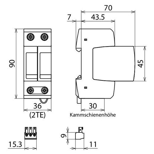 952220 Dehn Überspannungsableiter Typ 2 DEHNguard M 2 polig Uc 275V mit ACI-Tec Produktbild Additional View 3 L