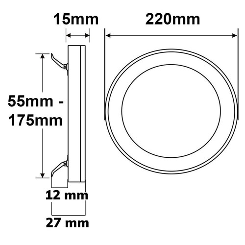 114026 Isoled LED AB/EB Leuchte Sim 18W weiß 3000/3500/4000K IP44 220mm Produktbild Additional View 1 L